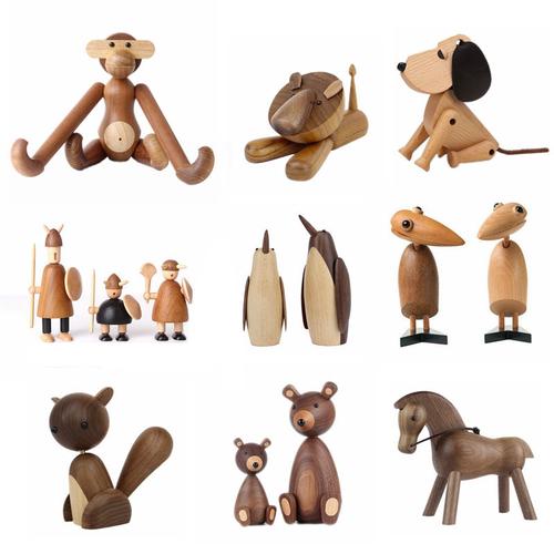 北欧动物木质丹麦ins家居装饰品实摆件小工艺礼物木制品创意木偶